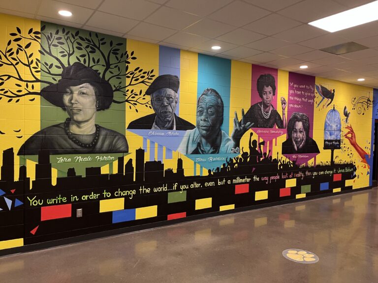 The Great Authors mural unveiled in English hallway